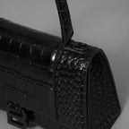 BALENCIAGA バレンシアガ / 美品 アワーグラス Hourglass クロコダイル型押し ショルダーバッグ ハンド バッグ / サイズ S (BLACK) レディース アクセサリー 352207-izm