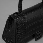 BALENCIAGA バレンシアガ / 美品 アワーグラス Hourglass クロコダイル型押し ショルダーバッグ ハンド バッグ / サイズ S (BLACK) レディース アクセサリー 352207-izm