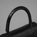 BALENCIAGA バレンシアガ / 美品 アワーグラス Hourglass クロコダイル型押し ショルダーバッグ ハンド バッグ / サイズ S (BLACK) レディース アクセサリー 352207-izm