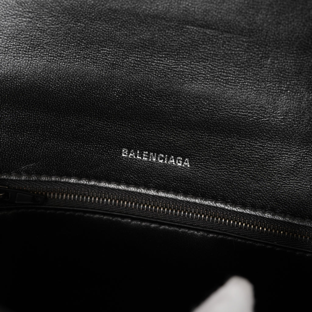 BALENCIAGA バレンシアガ / 美品 アワーグラス Hourglass クロコダイル型押し ショルダーバッグ ハンド バッグ / サイズ S (BLACK) レディース アクセサリー 352207-izm