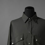 FENDI フェンディ / 24AW 美品 ロゴボタン ミリタリー ウールシャツ / 長袖シャツ / FW1319A5CH / size 48 (OLIVE GREEN)