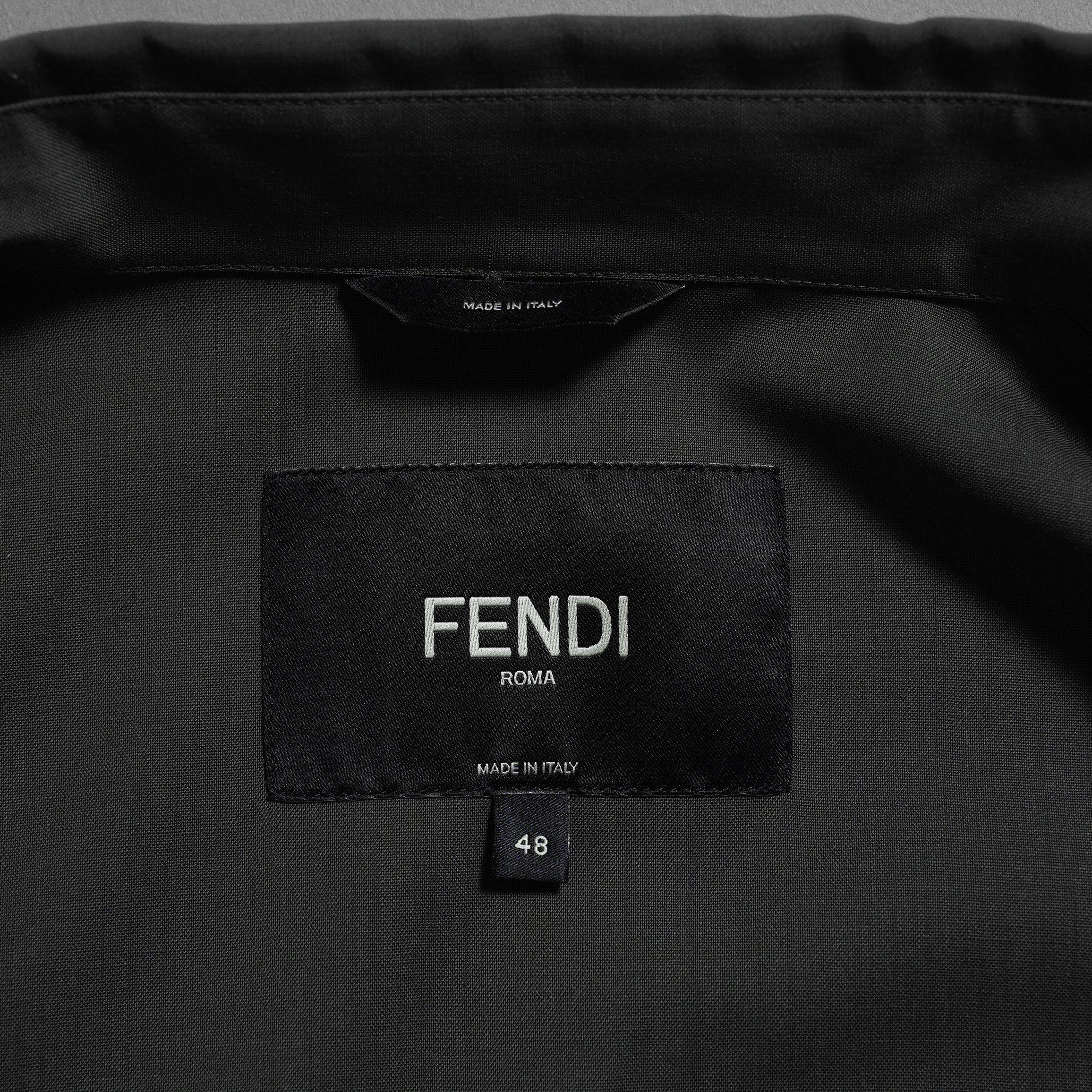 FENDI フェンディ / 24AW 美品 ロゴボタン ミリタリー ウールシャツ / 長袖シャツ / FW1319A5CH / size 48 (OLIVE GREEN)