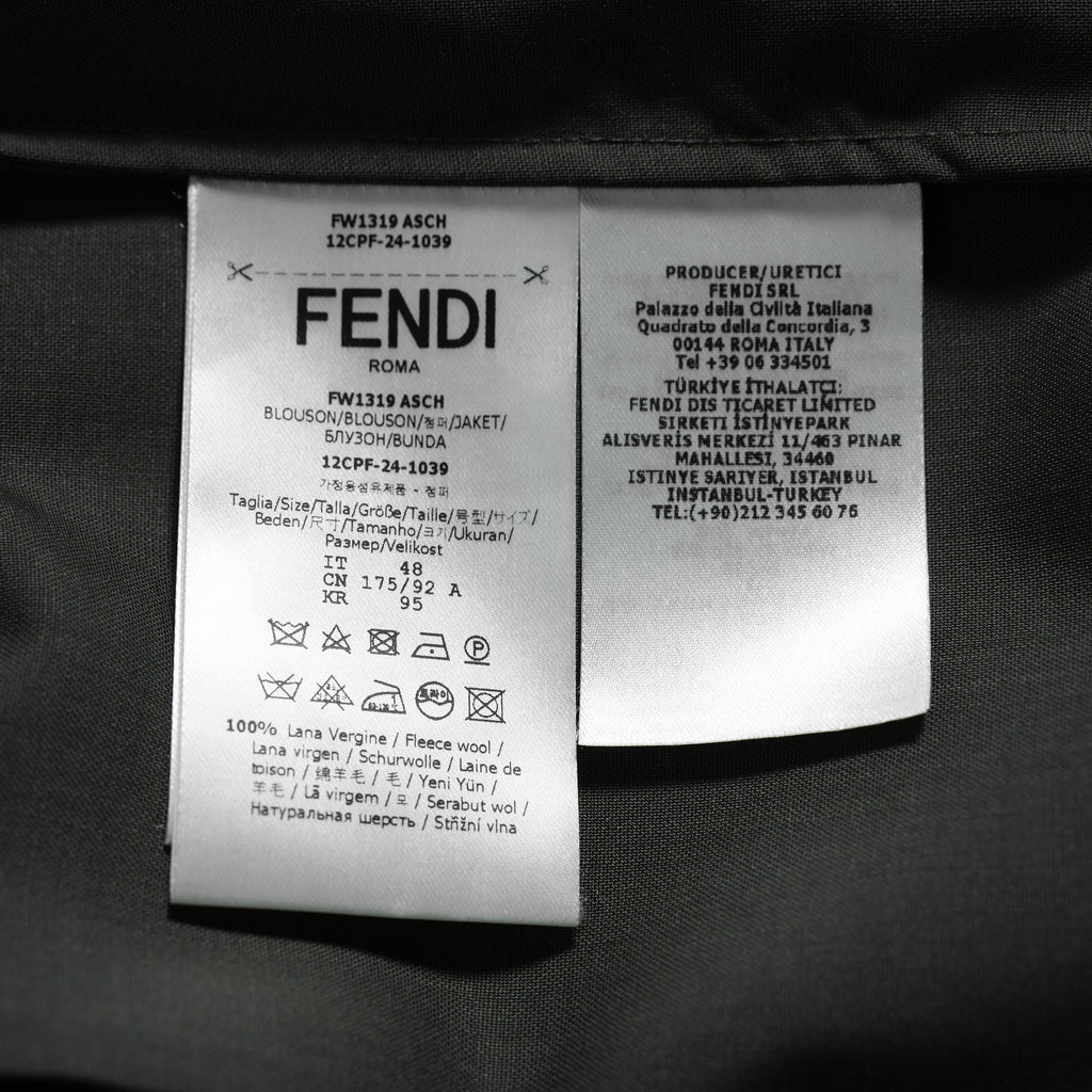 FENDI フェンディ / 24AW 美品 ロゴボタン ミリタリー ウールシャツ / 長袖シャツ / FW1319A5CH / size 48 (OLIVE GREEN)