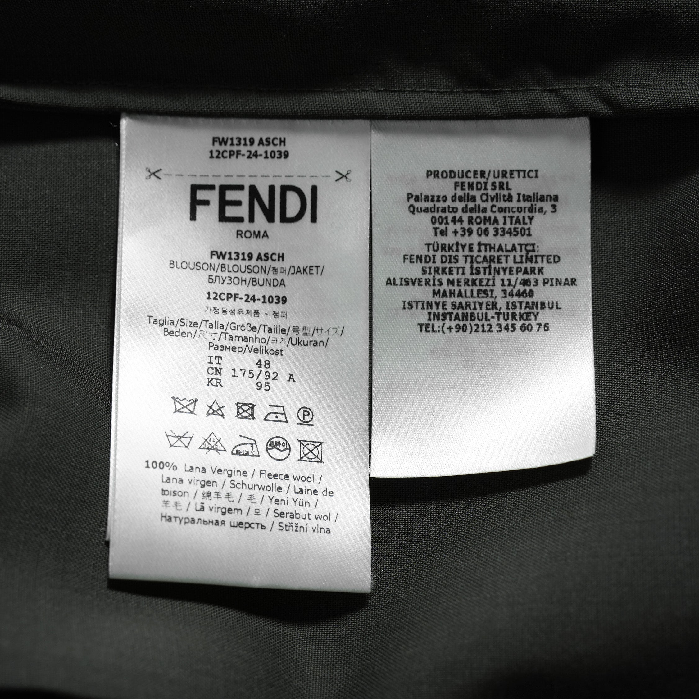 FENDI フェンディ / 24AW 美品 ロゴボタン ミリタリー ウールシャツ / 長袖シャツ / FW1319A5CH / size 48 (OLIVE GREEN)