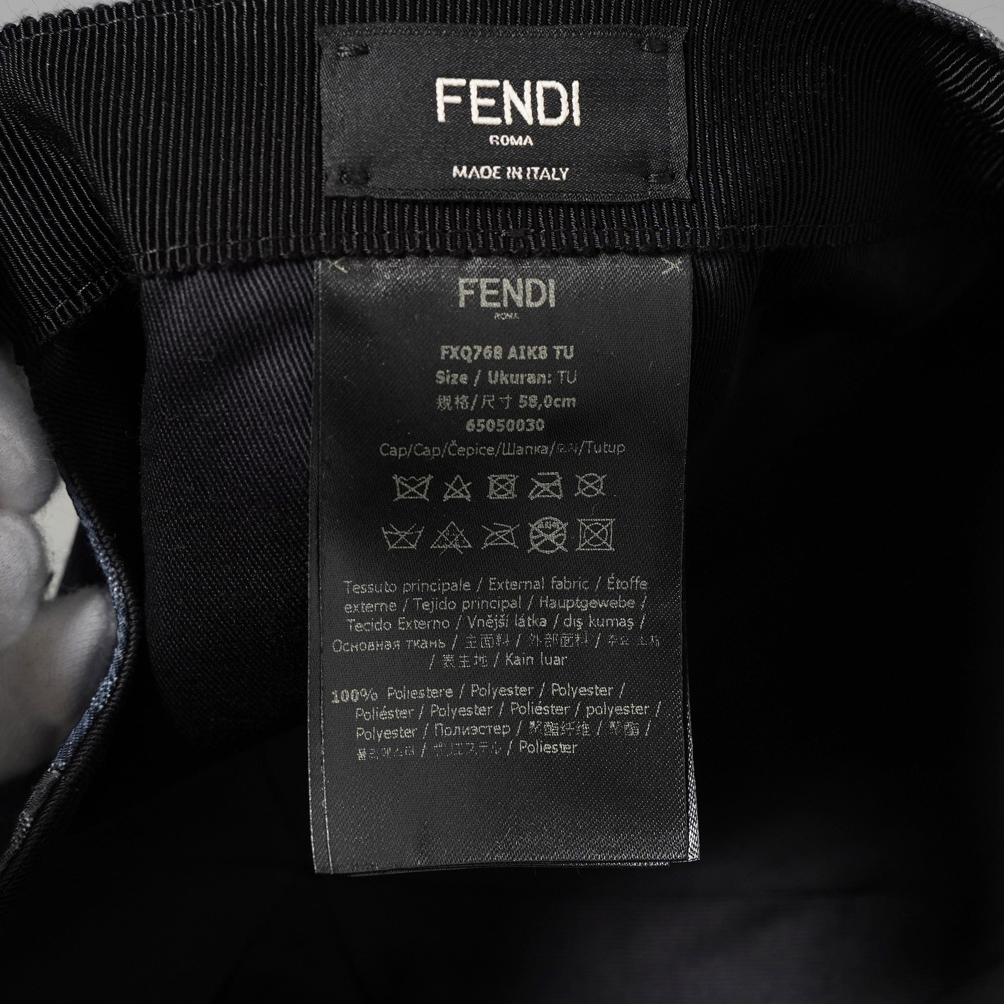 FENDI フェンディ/ 21SS 美品 アースジャガード ズッカ柄 ベースボールキャップ / FXQ768AIK8 / size FREE (NAVY)