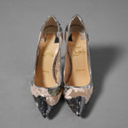 未使用 Christian Louboutin クリスチャン ルブタン / Follies Lace 100パンプス レース グリッター / size 36 (23cm) SILVER×PINK レディース