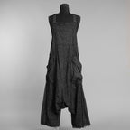A.F ARTEFACT エーエフ アーティファクト / 美品 20SS Crease Process Overalls サロペット パンツ / size 2 (BLACK) 123076-alm