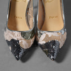 未使用 Christian Louboutin クリスチャン ルブタン / Follies Lace 100パンプス レース グリッター / size 36 (23cm) SILVER×PINK レディース