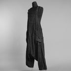 A.F ARTEFACT エーエフ アーティファクト / 美品 20SS Crease Process Overalls サロペット パンツ / size 2 (BLACK) 123076-alm