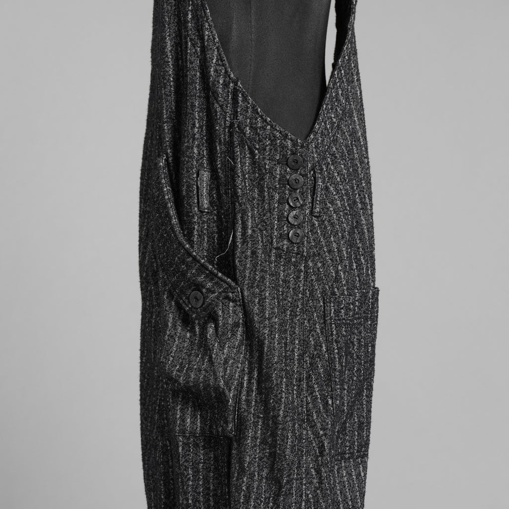 A.F ARTEFACT エーエフ アーティファクト / 美品 20SS Crease Process Overalls サロペット パンツ / size 2 (BLACK) 123076-alm