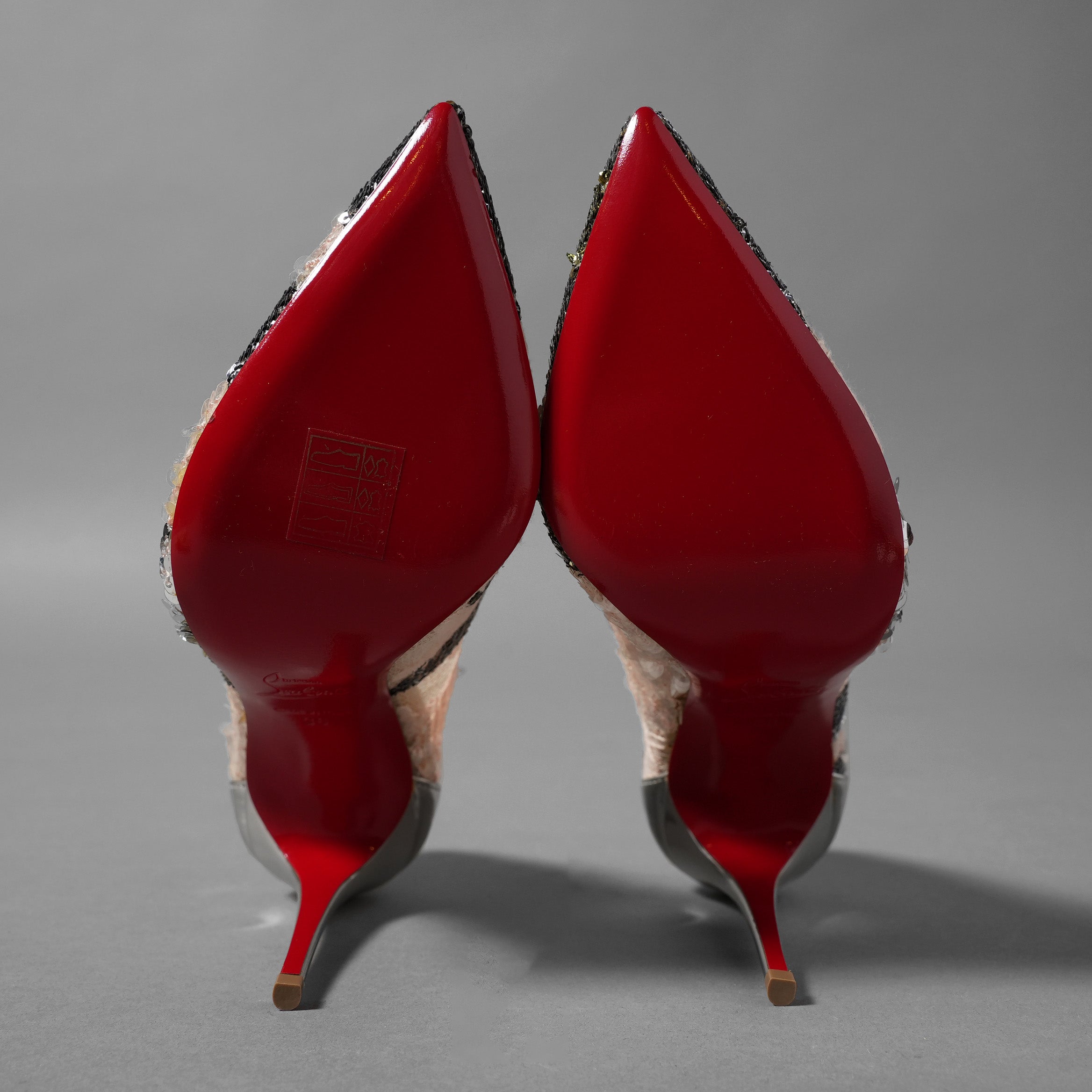 未使用 Christian Louboutin クリスチャン ルブタン / Follies Lace 100パンプス レース グリッター / size 36 (23cm) SILVER×PINK レディース