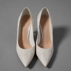 Gianvito Rossi ジャンヴィトロッシ / レース刺繍 ポインテッドトゥ パンプス 95mm / size 35.5 (22.5cm) NATURAL レディース シューズ