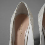 Gianvito Rossi ジャンヴィトロッシ / レース刺繍 ポインテッドトゥ パンプス 95mm / size 35.5 (22.5cm) NATURAL レディース シューズ