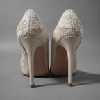 Gianvito Rossi ジャンヴィトロッシ / レース刺繍 ポインテッドトゥ パンプス 95mm / size 35.5 (22.5cm) NATURAL レディース シューズ