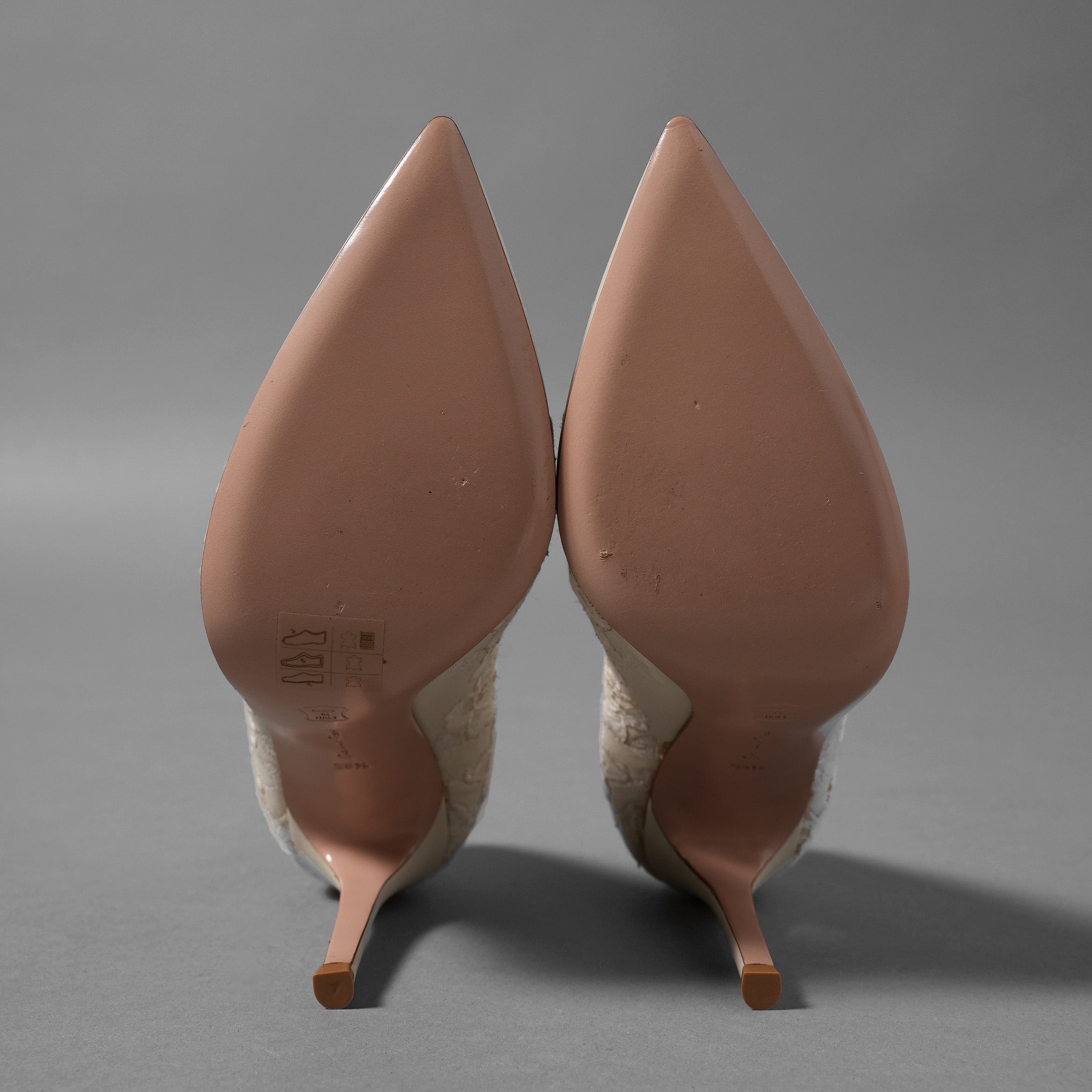 Gianvito Rossi ジャンヴィトロッシ / レース刺繍 ポインテッドトゥ パンプス 95mm / size 35.5 (22.5cm) NATURAL レディース シューズ