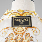 FENDACE フェンダーチェ フェンディ×ヴェルサーチ コラボ / 美品 22SS バロック シルク パジャマ セットアップ 保存袋あり 半袖シャツ パンツ / FE5074 AIE3 / size 38 (GOLD) レディース 35001-izm