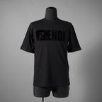 FENDI フェンディ / 19SS 美品 ミンクファーロゴ 半袖Tシャツ / ズッカ柄 / FS7184 A5HQ / size XXS (BLACK) ユニセックス