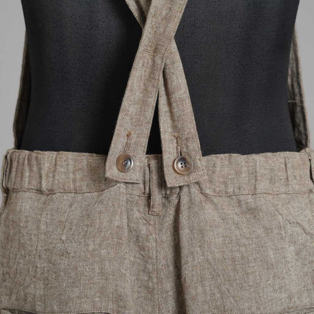 ISAMU KATAYAMA BACKLASH イサムカタヤマ バックラッシュ / 新品 サンプル品 24SS LINEN OVERALLS リネンオーバーオール サロペット パンツ / 2112-03 / size M (BEIGE) 123077-alm