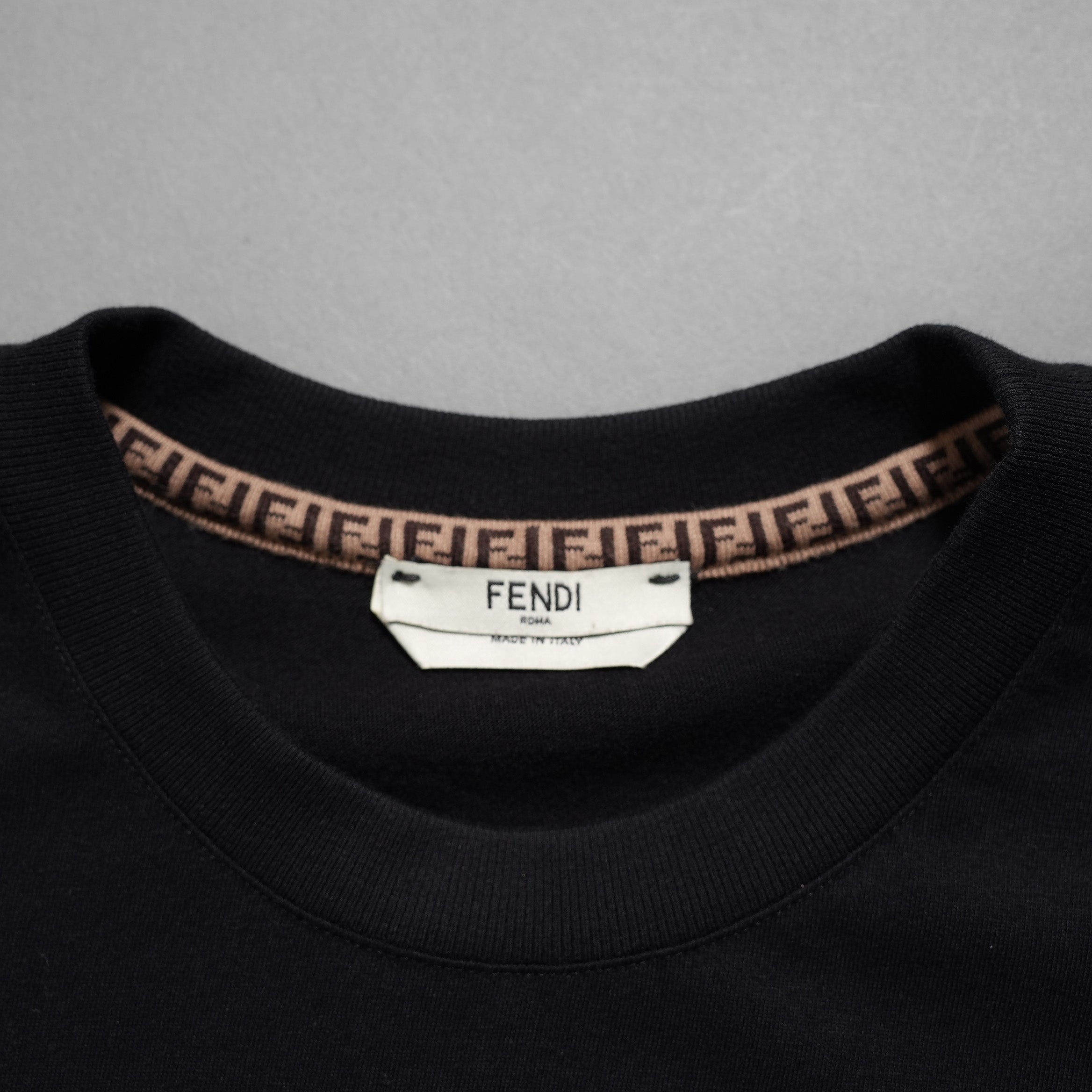 FENDI フェンディ / 19SS 美品 ミンクファーロゴ 半袖Tシャツ / ズッカ柄 / FS7184 A5HQ / size XXS (BLACK) ユニセックス