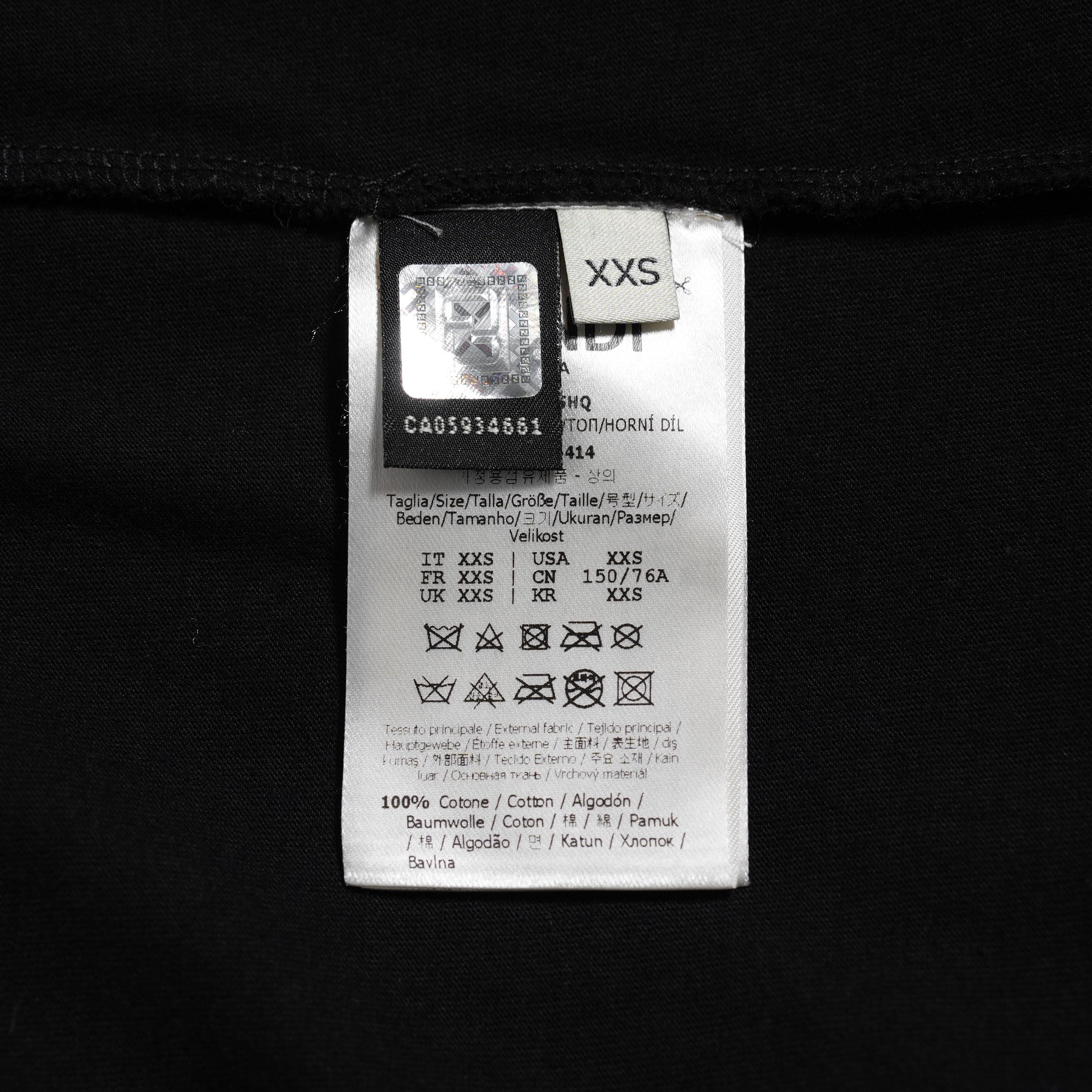 FENDI フェンディ / 19SS 美品 ミンクファーロゴ 半袖Tシャツ / ズッカ柄 / FS7184 A5HQ / size XXS (BLACK) ユニセックス