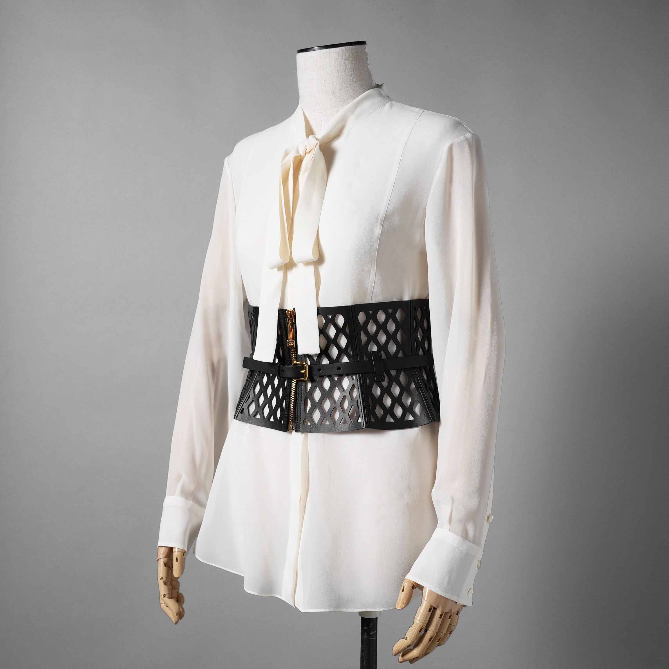 Christian Dior クリスチャンディオール / 20AW 美品 D-Trap レザー コルセット ベルト / MA-0262 / (BLACK)レディース