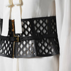 Christian Dior クリスチャンディオール / 20AW 美品 D-Trap レザー コルセット ベルト / MA-0262 / (BLACK)レディース