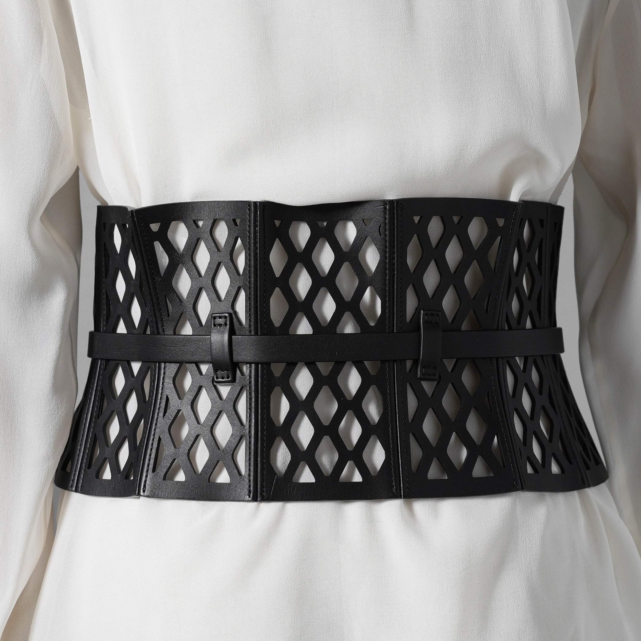 Christian Dior クリスチャンディオール / 20AW 美品 D-Trap レザー コルセット ベルト / MA-0262 / (BLACK)レディース