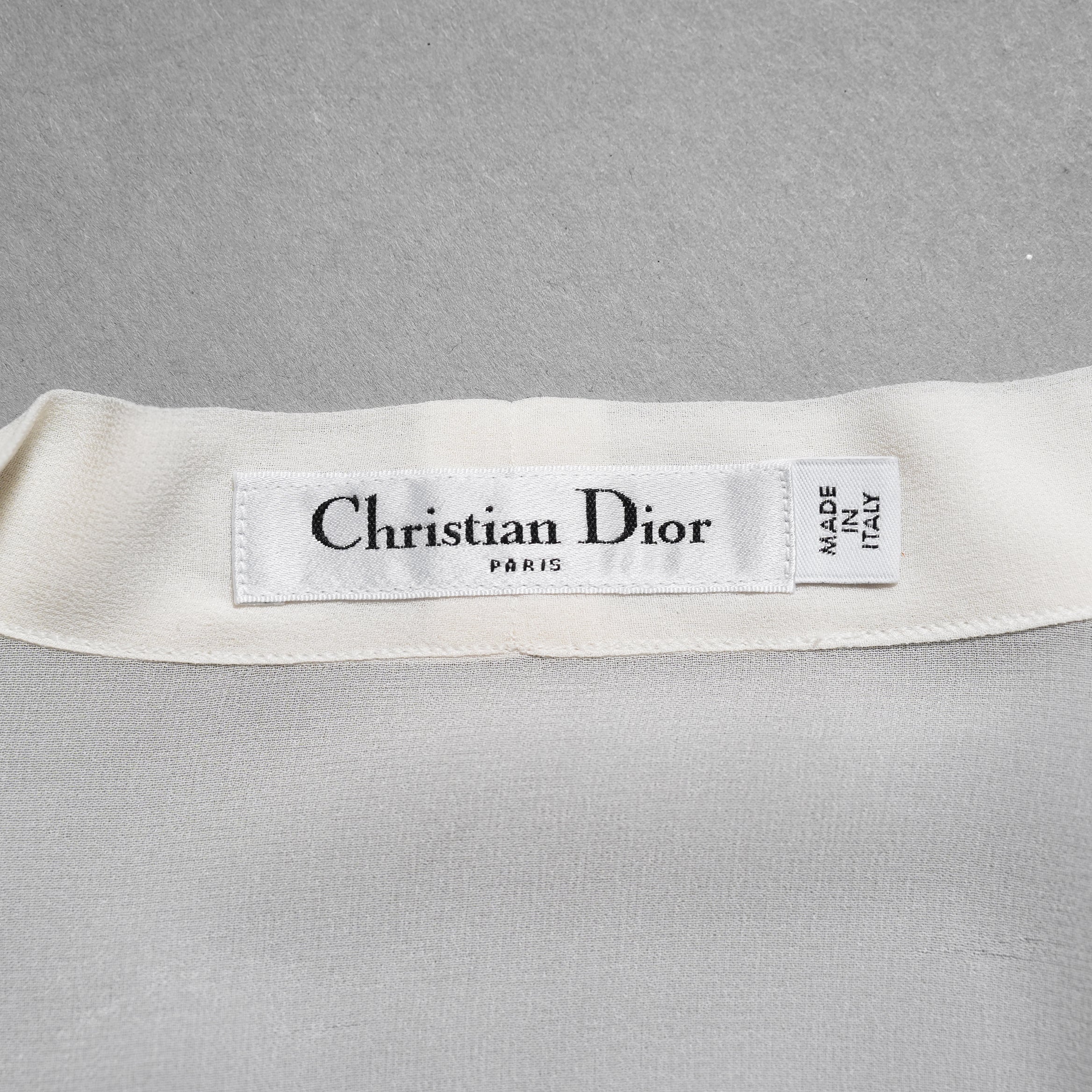 Christian Dior クリスチャンディオール / 17SS 美品 Bee刺繍 シルク ボウタイブラウス / 長袖シャツ / 7E21526L1658 / size 40 (IVORY WHITE) レディース