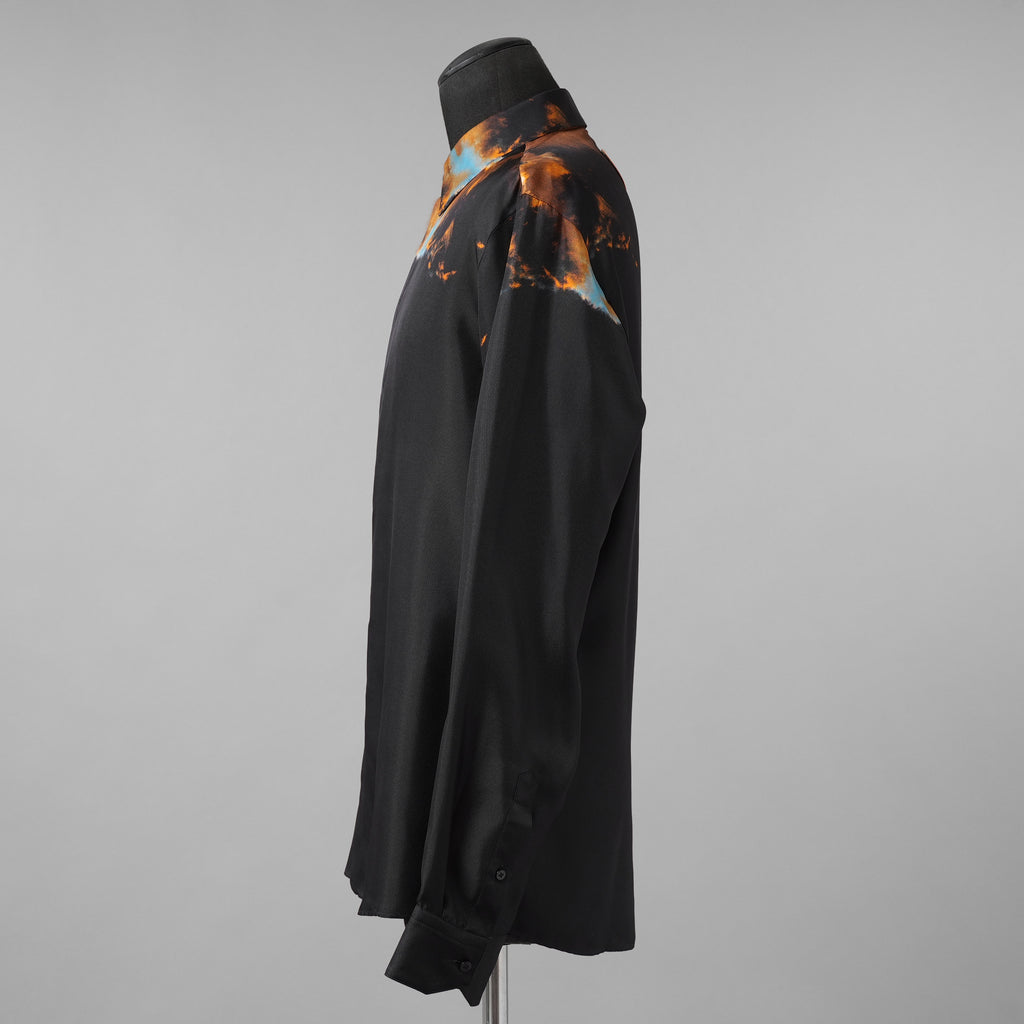FENDI フェンディ / 美品 23AW 目黒蓮 着用 クラウドモチーフ シルク 長袖シャツ / FS0585 AN0T / size 40 (BLACK) 352006-in-ue