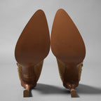 FENDIフェンディ / 19AW 美品 ズッカ柄 ビジュー パンプス / size 36.5 (23.5cm) BEIGE) レディース