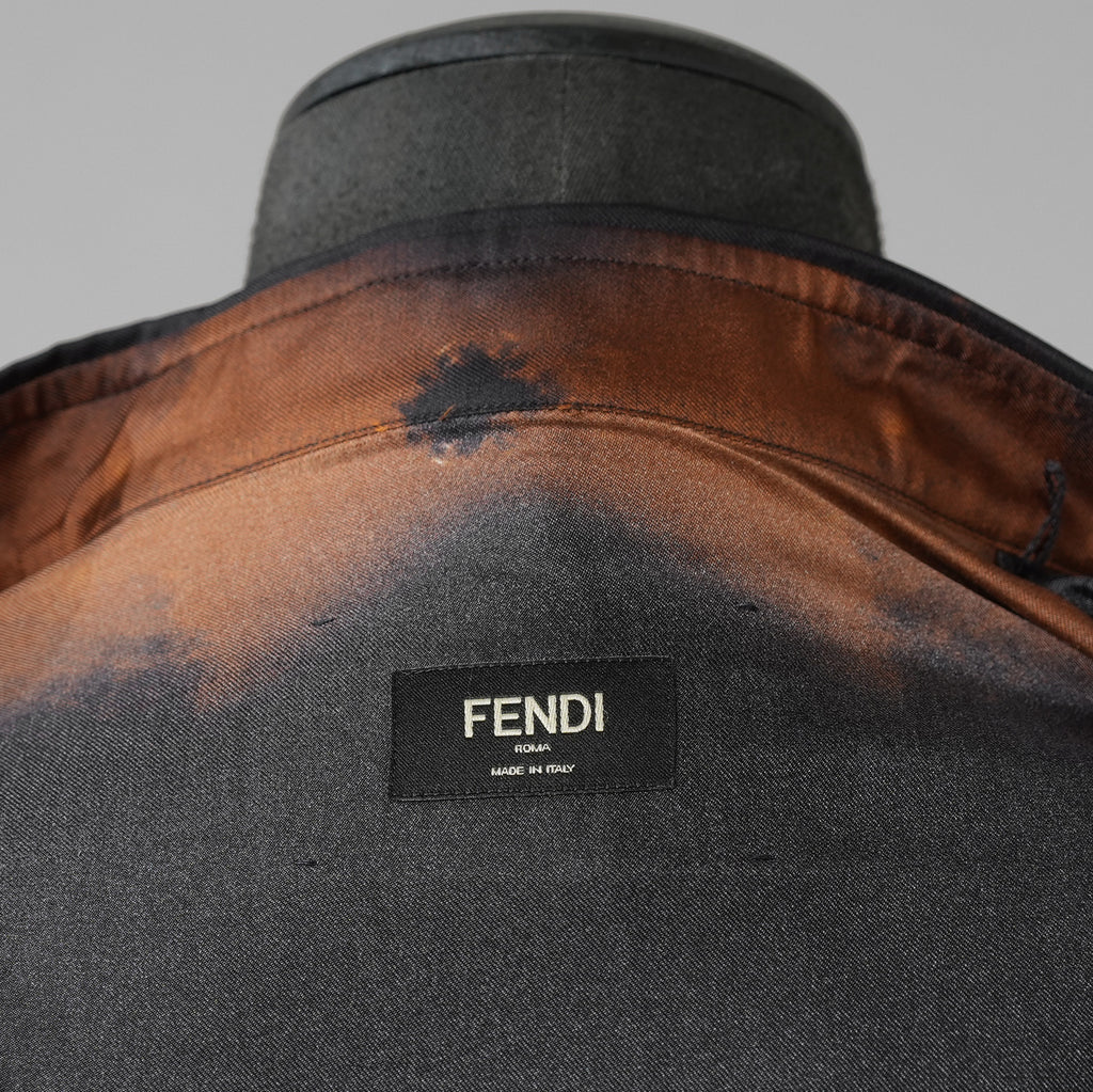 FENDI フェンディ / 美品 23AW 目黒蓮 着用 クラウドモチーフ シルク 長袖シャツ / FS0585 AN0T / size 40 (BLACK) 352006-in-ue