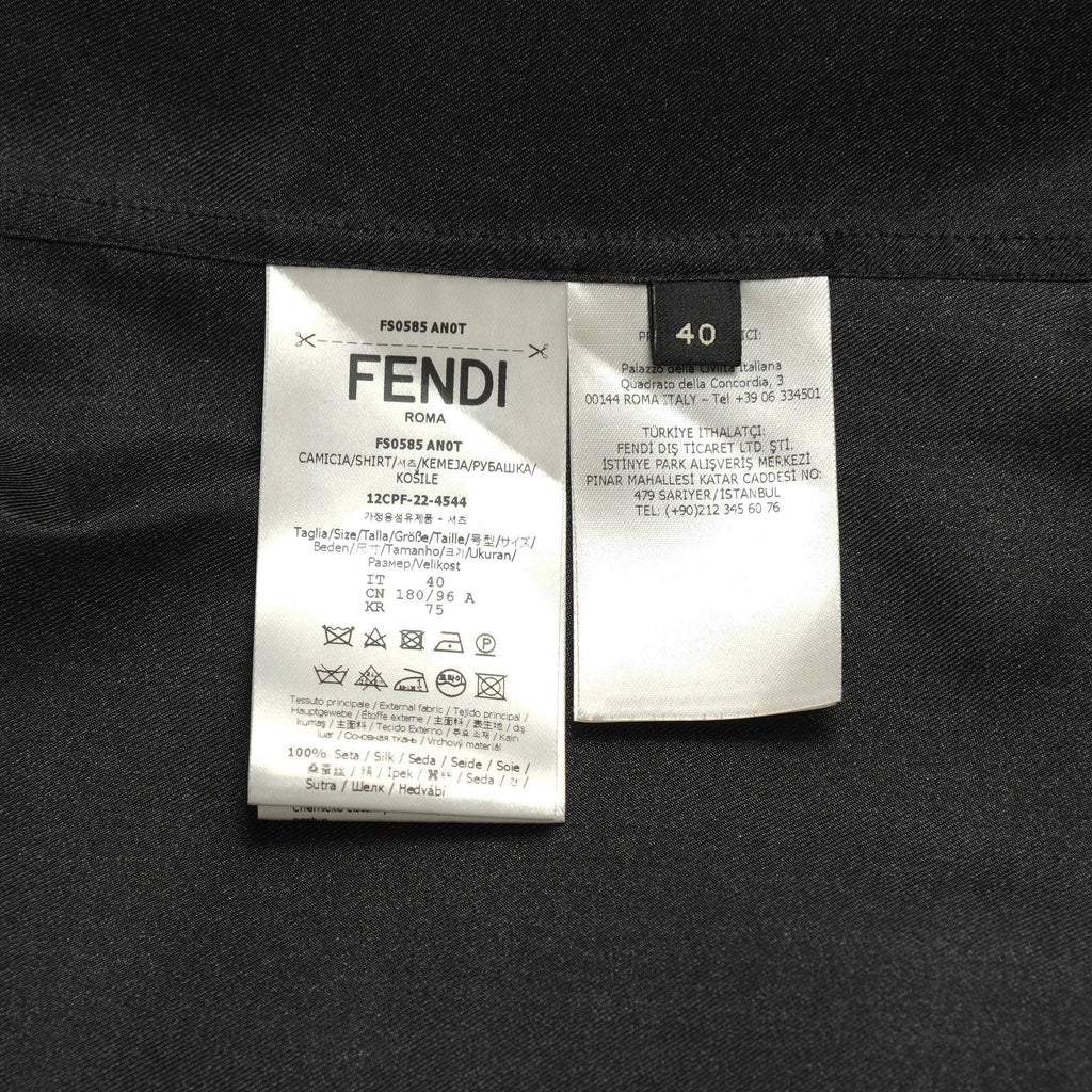 FENDI フェンディ / 美品 23AW 目黒蓮 着用 クラウドモチーフ シルク 長袖シャツ / FS0585 AN0T / size 40 (BLACK) 352006-in-ue