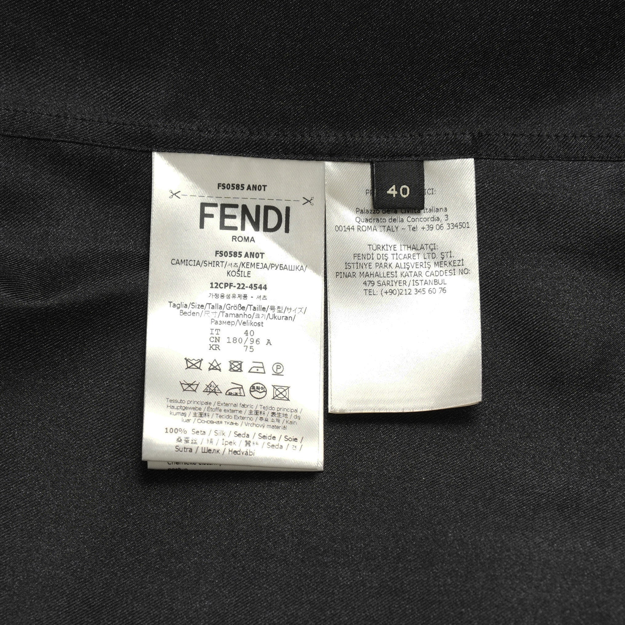 FENDI フェンディ / 美品 23AW 目黒蓮 着用 クラウドモチーフ シルク 長袖シャツ / FS0585 AN0T / size 40 (BLACK) 352006-in-ue