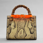 GUCCI グッチ / 希少 美品 2021年 グッチ ダイアナ パイソン ミニ  トートバッグ ショルダーバッグ / 655661 / PYTHON x ORENGE /   352213-izm
