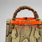 GUCCI グッチ / 希少 美品 2021年 グッチ ダイアナ パイソン ミニ  トートバッグ ショルダーバッグ / 655661 / PYTHON x ORENGE /   352213-izm