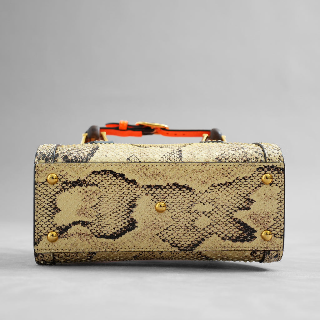 GUCCI グッチ / 希少 美品 2021年 グッチ ダイアナ パイソン ミニ  トートバッグ ショルダーバッグ / 655661 / PYTHON x ORENGE /   352213-izm
