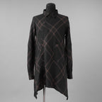 Aleksandr Manamis アレクサンダー マナミス / 美品 21SS Crossed Plaid Shirt ロングシャツ 長袖シャツ / size 2 (BLACK) 352005-ymu