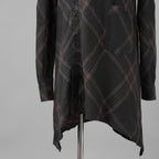 Aleksandr Manamis アレクサンダー マナミス / 美品 21SS Crossed Plaid Shirt ロングシャツ 長袖シャツ / size 2 (BLACK) 352005-ymu