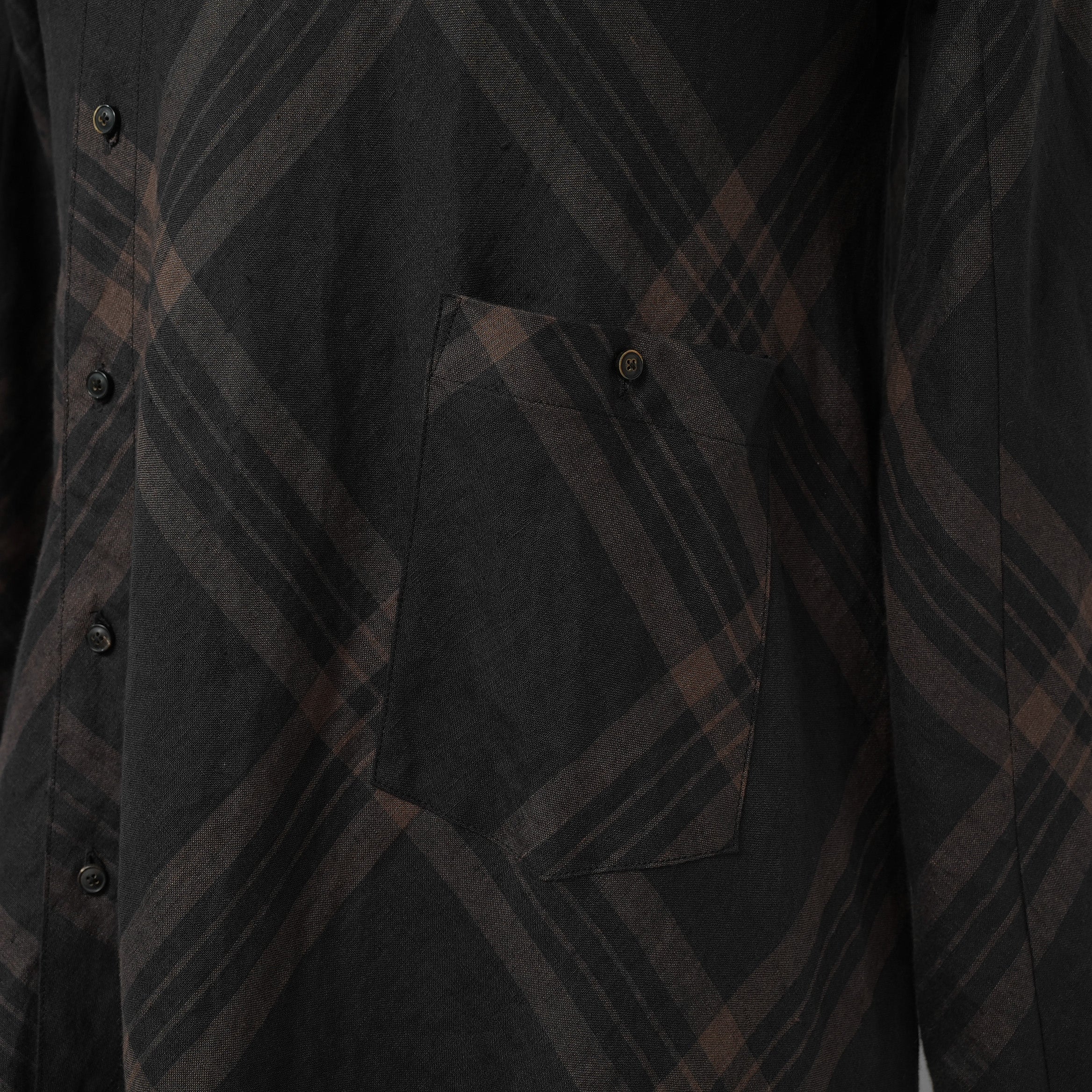 Aleksandr Manamis アレクサンダー マナミス / 美品 21SS Crossed Plaid Shirt ロングシャツ 長袖シャツ / size 2 (BLACK) 352005-ymu