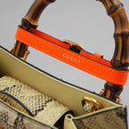 GUCCI グッチ / 希少 美品 2021年 グッチ ダイアナ パイソン ミニ  トートバッグ ショルダーバッグ / 655661 / PYTHON x ORENGE /   352213-izm