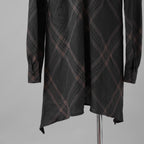 Aleksandr Manamis アレクサンダー マナミス / 美品 21SS Crossed Plaid Shirt ロングシャツ 長袖シャツ / size 2 (BLACK) 352005-ymu