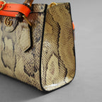 GUCCI グッチ / 希少 美品 2021年 グッチ ダイアナ パイソン ミニ  トートバッグ ショルダーバッグ / 655661 / PYTHON x ORENGE /   352213-izm