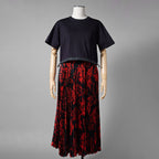 Sacai サカイ / 24SS 美品 Floral Print Cotton Jersey Dress / 花柄 ドッキング ドレス / ワンピース / 24-07058 / size 1 (NAVY x RED)