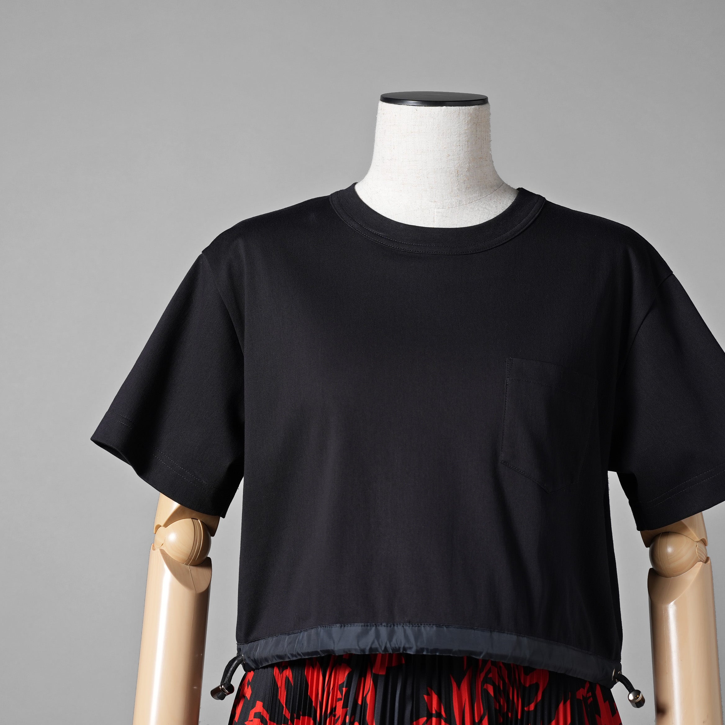 Sacai サカイ / 24SS 美品 Floral Print Cotton Jersey Dress / 花柄 ドッキング ドレス / ワンピース / 24-07058 / size 1 (NAVY x RED)