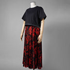 Sacai サカイ / 24SS 美品 Floral Print Cotton Jersey Dress / 花柄 ドッキング ドレス / ワンピース / 24-07058 / size 1 (NAVY x RED)