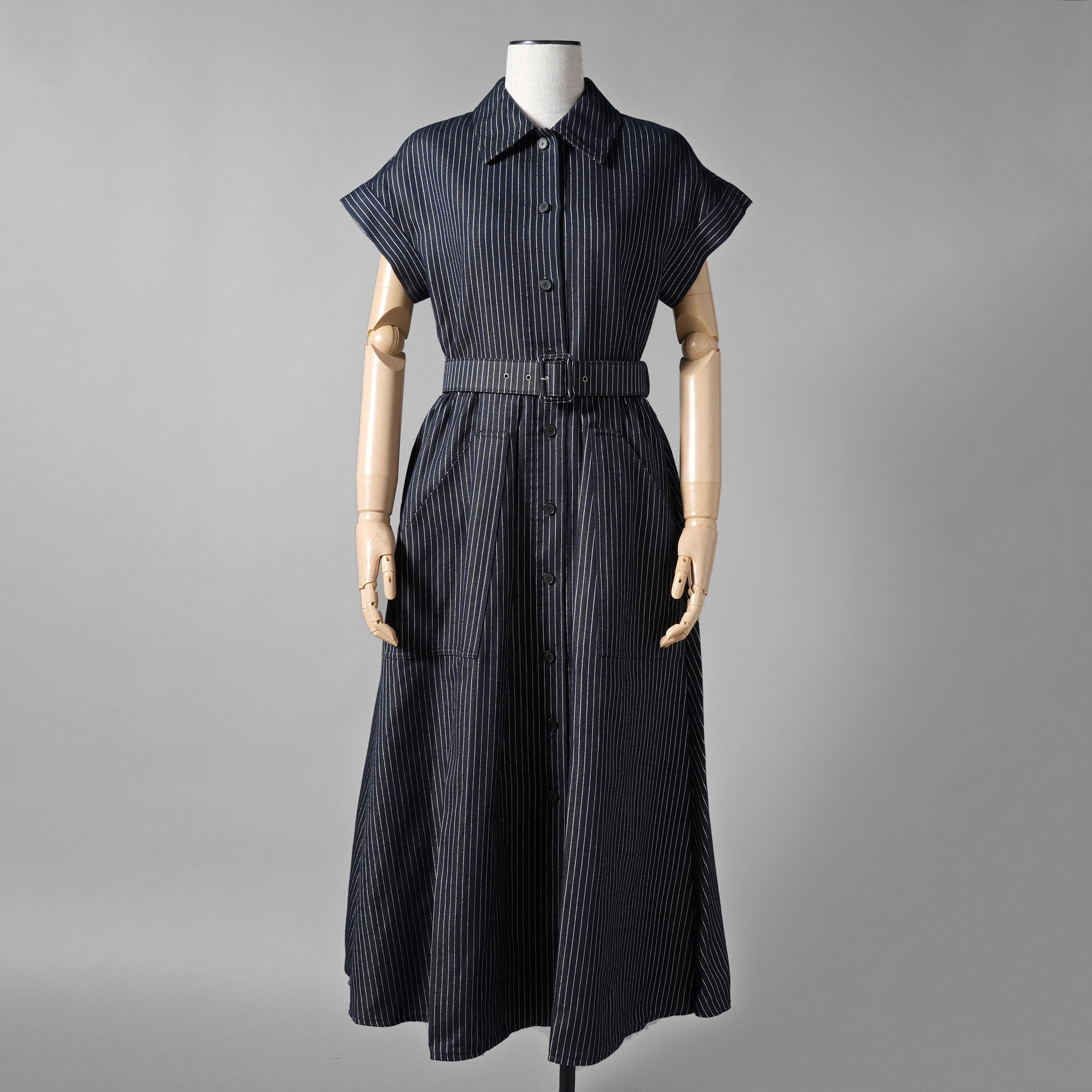 Christian Dior クリスチャン・ディオール / 美品 21SS コットンストライプ シャツワンピース / ドレス / 041R59A3731 / size 42 (BLUE) レディース
