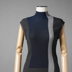 FENDI フェンディ / 23AW シルク ハイネック リブニット ノースリーブ マキシ丈ドレス ワンピース / FZDB58 A0EP / size 40 (NAVY) レディース