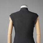 FENDI フェンディ / 23AW シルク ハイネック リブニット ノースリーブ マキシ丈ドレス ワンピース / FZDB58 A0EP / size 40 (NAVY) レディース