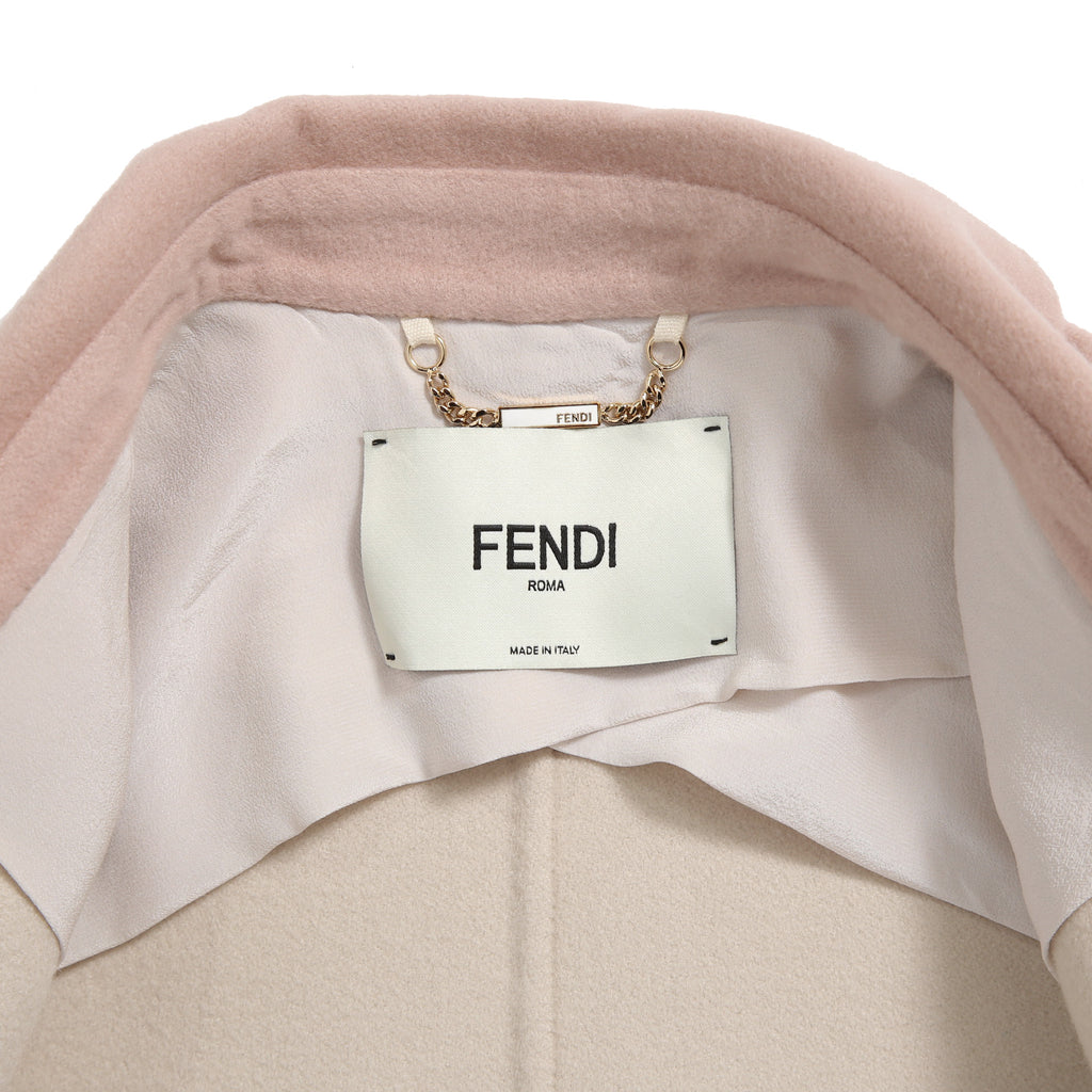 超希少 FENDI フェンディ / 美品 FFロゴ ミンクポケット / カシミア 100% ダブルコート / FF8910 MW18 / size 40  (M) PINK BEIGE