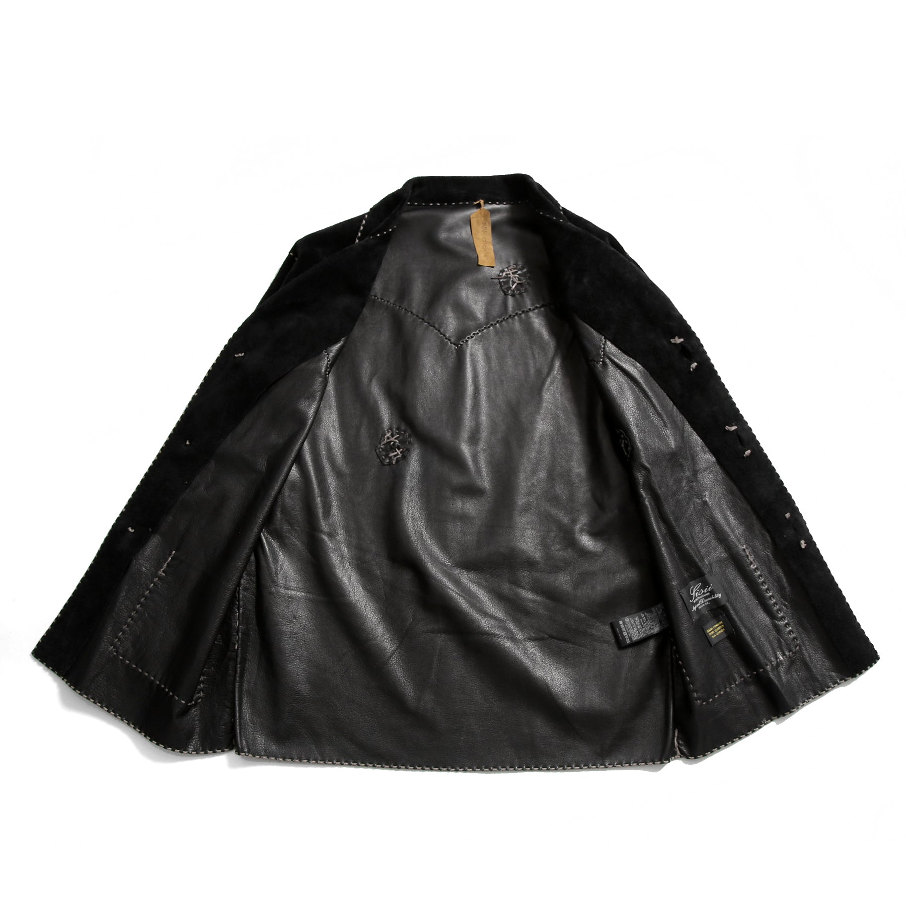 新品 Sisii x PAM DIETRICH / シシ x パムディートリッヒ コラボ / My Jacket カーフ スエード / レザー ジャケット / BLACK
